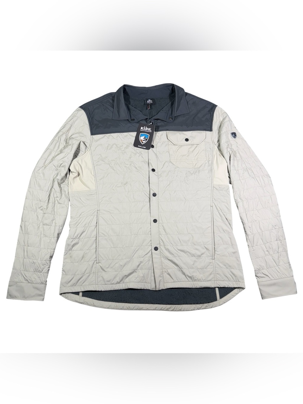 Kuhl “The One” Shirt-Jac Fleece Lined Quilted Jacket Men’s Size Large Tan NWT